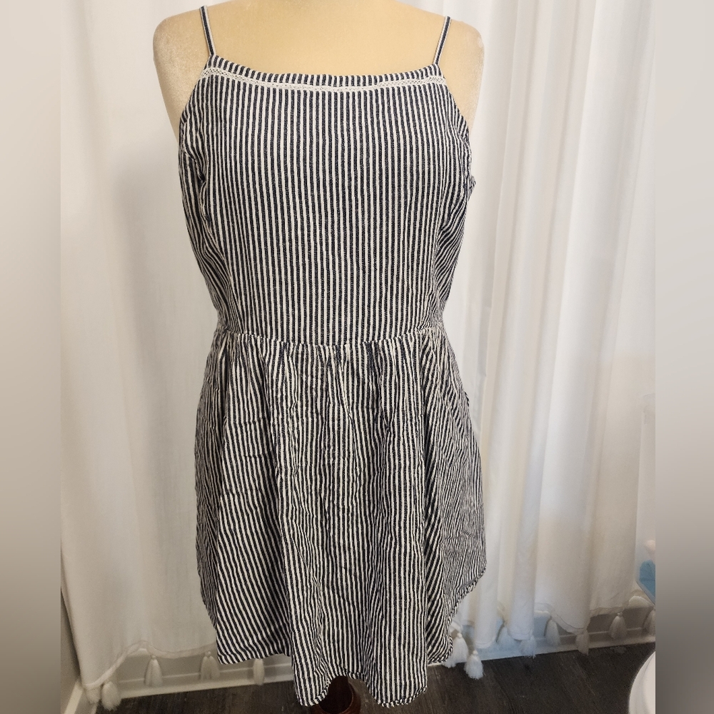 Old Navy Navy and White Striped Mini Dress